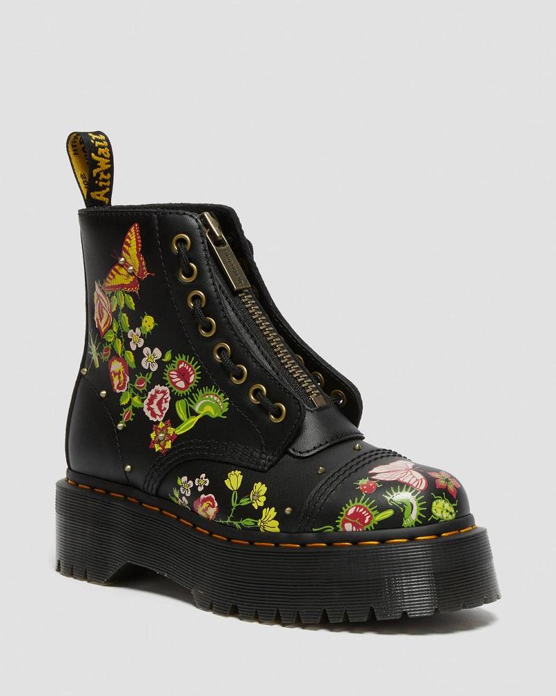 Botas Plataforma Dr Martens Sinclair Floral Bloom Cuero Mujer Negros Multicolor | MX 529RVD